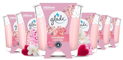 Glade Duftkerze Kerzen Set im Glas, I Love You, 6er Pack, 6x112g | 6 Duftkerzen Set, bis zu 27 Std. Brenndauer, Kerzen im Glas Deko, Wohnzimmer, Vorteilspack
