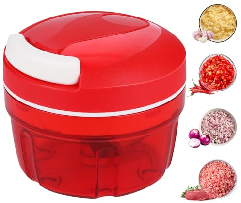 GemüSeschneider,Zwiebelschneider, 300ML Zwiebel Zerkleinerer, Gemüsezerkleinerer mit Seilzug, Zerkleinerer Manuell, Multizerkleinerer Manuell fur Onion Karotte Gemüse und Obst