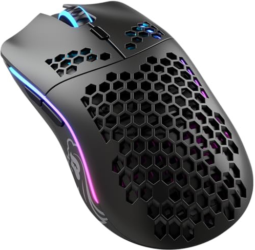 GLORIOUS Gaming Model O Wireless Gaming Mouse – Superleichte 69 g, Wabendesign, RGB-Beleuchtung, beidhändig, verzögerungsfreier 2,4-GHz-Funk, bis zu 71 Stunden Akku – Mattschwarz