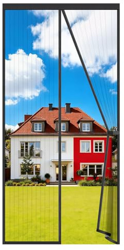 Auxmir Fliegengitter Balkontür Magnet 100x220cm, Prime Insektenschutz Balkontür, Extra Stärkere Magnete Fliegengitter Tür, Verdickt Magnetvorhang ohne Bohren für Balkon Kellertür Terrassentür, Schwarz