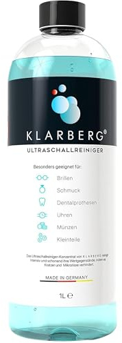KLARBERG® 1L Ultraschallreiniger Konzentrat I Reinigung von Brillen, Schmuck, Zahnersatz, Uhren im Ultraschallbad I Mit jedem Ultraschallreinigungsgerät nutzbar