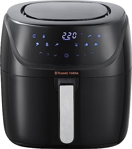 Russell Hobbs Heißluftfritteuse XXL 8L Rapid AirFryer [kompaktes Gehäuse,7 Kochfunktionen,10 Programme] SatisFry (spülmaschinenfest, max 220°C, Fritteuse ohne Öl, Grillen, Backen, Braten) 27170-56