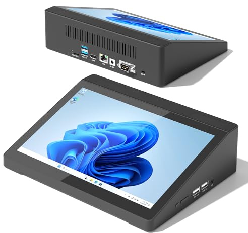 HEIGAOLAPC Mini Computer PC Mini PC Deko mit Touchscreen Display 10.1 Zoll, Win 10 PC-mini J3455, 4GB LPDDR4 RAM, 64GB Rom eMMC, 4K Displayausgang HDMI 1.4, 2XUSB3.0, 2XUSB2.0, WiFi5, RS232, RJ-45