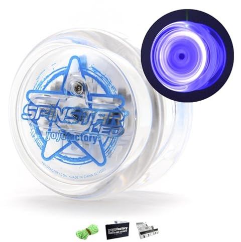 YoYo Factory Spinstar LED JoJo Leuchtend - Mit Leerlauf & Kugellager - Leuchtendes Yoyo für Kinder & Anfänger – Fidget Toy für JoJo Tricks & Spielspaß - Blau