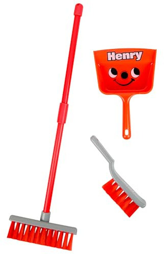 Casdon Henry Bürstenset, Kinderfreundliches Reinigungsspielzeugset für Kinder ab 3 Jahren, Spiel- und Lernspaß, Enthält Besen, Bürste und Kehrschaufel, Blau