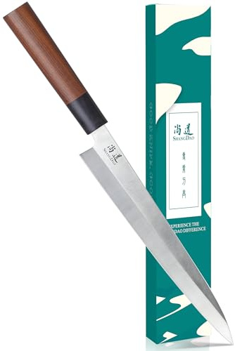 SHANGDAO Sashimi-Sushi-Messer 25 cm, japanisches Yanagiba-Messer zum Schneiden von Fischfiletierungen und -scheiben, hochwertiger deutscher Edelstahl und traditioneller Holzgriff, Geschenkbox
