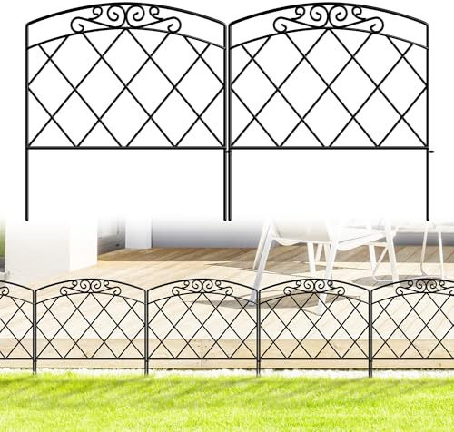 ARIFARO Dekorativer Gartenzaun 60cm H X 56cm B 5 Paneele Kein Graben Tierbarriere-Zaun, Haustierzaun Rostfreies Metallgitter-Panel-Begrenzung für Hunde, Kaninchen und Terrasse.