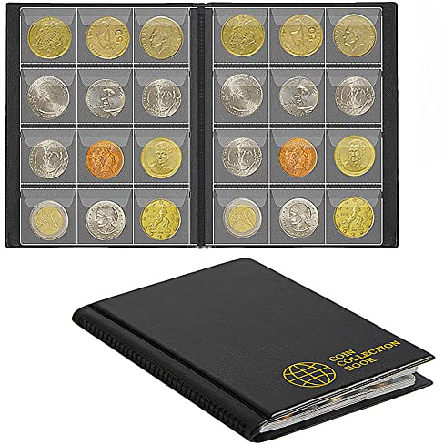 120-Taschen-Münzensammelalbum - Passt Für Münzen Unter 25mm, 30x30mm/1,2x1,2 Zoll Sammel-Speicherbuch Taschen-Münzhalter Für Euro, Penny CS0112BK
