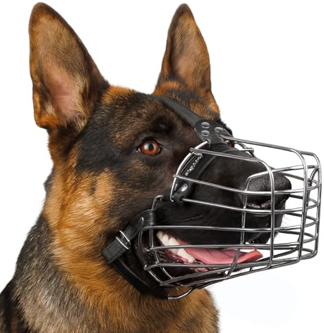 BRONZEDOG Draht-Hundemaulkorb Deutscher Schäferhund für mittelgroße große Hunde Verstellbarer langlebiger Metallkorb zum Beißen Kauen Bellen (M)