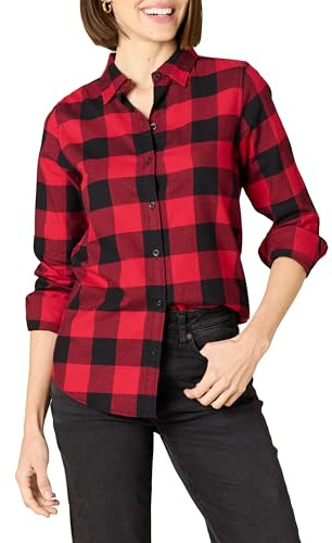Amazon Essentials Damen Regular-Fit Leichtes Kariertes Langarm-Flanellhemd