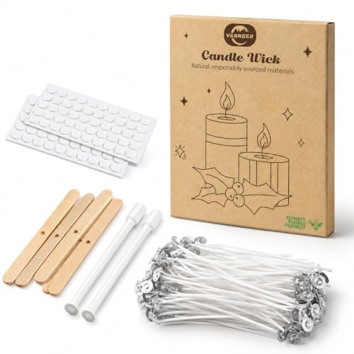 VABNEER Kerzendocht 100 Stück Cotton Candle Wick für die Kerzenherstellung Candle DIY (10cm/4in)
