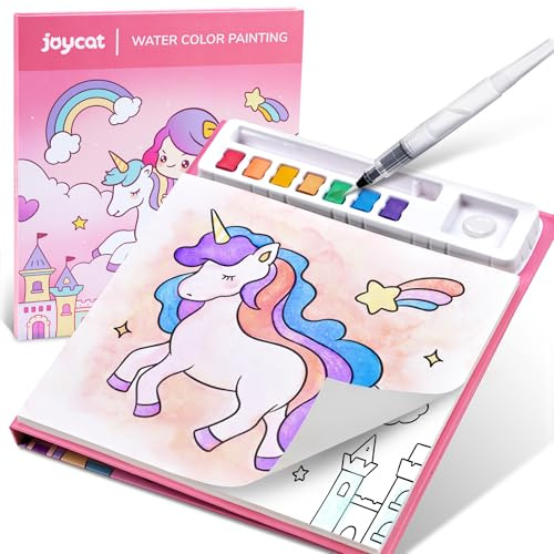 JoyCat Malbuch mit Wasserfarben für Kleinkinder ab 3-8 Jahren, Aquarell Malset für Kunst & Basteln, Lernspielzeug als Geburtstagsgeschenk für Jungen und Mädchen