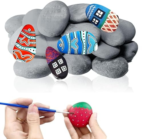PcvGef Steine Zum Bemalen, 40 Stück Flache Kieselsteine Zum Bemalen, Ideal Für Kinder Und DIY Kunst, 1-3 cm Glatte Steine Für Kreative Projekte Und Dekoration