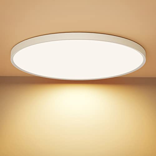 OUILA LED Deckenleuchte Flach Rund - Deckenlampe LED 24W 3000K 2400LM IP44 Wasserdichte Badezimmer lampe, Küchenlampe Deckenleuchte Warmweiß für Küche Bad Schlafzimmer Flur Keller, Durchmesser 30cm