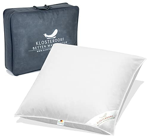 KLOSTERDORF 3-Kammer-Kopfkissen Fürstlich 80 x 80 cm, 1000 g | Bezug aus 100 % Baumwolle, Made in Germany – von Hand befüllt und vernäht