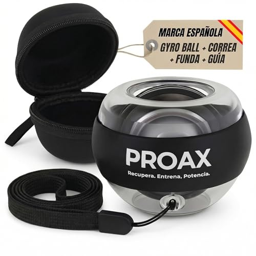 PROAX® Hand-Gyroskop zur Stärkung von Handgelenk und Unterarm | Gyro Ball mit automatischem Start und Gurt | Kompakter Handtrainer mit Tasche und Handbuch