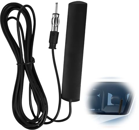Autoantenne FM, Autoradio Antenne Innen Windschutzscheibe mit 3 Meter Kabel und DIN Stecker, Selbstklebende FM Radio Antenne für Auto LKW Boot, Flexible Montage ohne Bohren, Kompatibel mit Pioneer