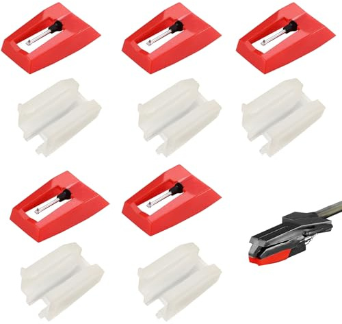5 Stück Plattenspieler Nadel, Rote Plattenspielernadeln, Austausch Schallplatten Diamant Nadeln für Schallplattenspieler, Ersatzzubehör für Schallplattenspieler, Phonograph, Vinyl Plattenspieler