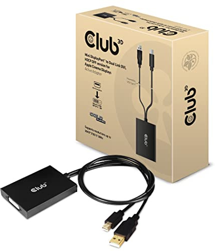 Club3D Mini DP auf Dual Link DVI aktiver Adapter, HDCP Off Version für Apple Cinema Displays 7995021001