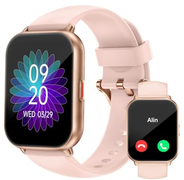 Smartwatch mit Telefonfunktion,Smartwatch für Damen Herren 1.85'' HD Screen | Fitnessuhr mit SpO2-Überwachung Pulsuhr Schlafmonitor Schrittzähler Uhr 110+ Trainingsmodi für Android iOS (2 Bänder)