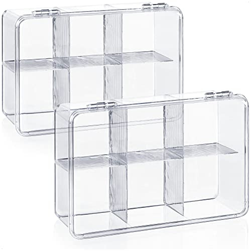 com-four® 2x Aufbewahrungsbox für Tee und Teebeutel | Teebox aus transparentem Kunststoff mit 6 Fächern - Teekiste zur Teeaufbewahrung
