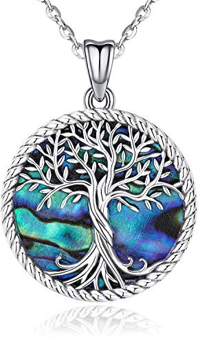 Odinstone Lebensbaum Kette 925 Silber Herz Baum des Lebens Anhänger Mutter Kind Familie Halskette Schmuck für Damen Frauen Geschenke für Mama Sohn Tochter