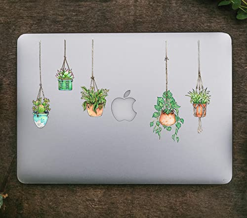Neu Gestaltung - Fünfer-Set Sticker mit gezeichneten Hängepflanzen-Motiven - Laptop & Kühlschrank Sticker