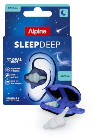 Alpine SleepDeep Ohrstöpsel zum Schlafen & Schnarchen, 1 Paar (Größe S) | SNR 27 dB. Ultraweiches Material, ideal für Seitenschläfer, drücken night, fallen nicht heraus. Hypoallergen & silikonfrei.