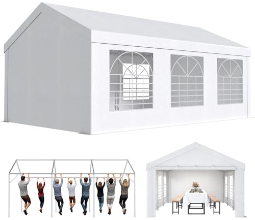 JUMMICO Pavillon 4x6, Gartenzelt UV-Schutz 50+ Festzelt, Partyzelt 4x6 Wasserdicht Stabil Winterfest Party Zelt für Partys Hausparty Hochzeiten, Winterfest Pavillon mit 560g/m² PE-Plane, Weiß
