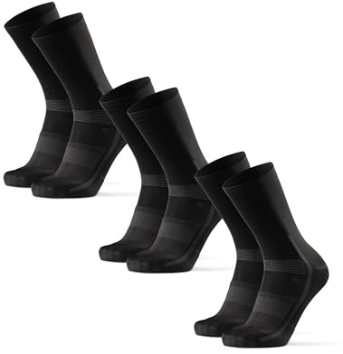 DANISH ENDURANCE Wadenlange Fahrradsocken, Rennrad Socken, Herren & Damen, 3 oder 5 Paar, Schwarz, 43-47