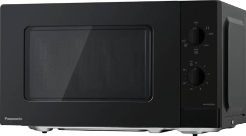 Panasonic NN-GM22QBEPG 20L Grill-Mikrowelle mit Glasplatte und Gitterrost, 800 W, 1000 W Grill, Auftaueinstellung, Drehregler, Quick 30, Timer, Schwarz