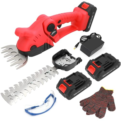 Ykall Akku Strauchschere 2-in-1 – kabelloser Heckenschneider mit 2 Akkus