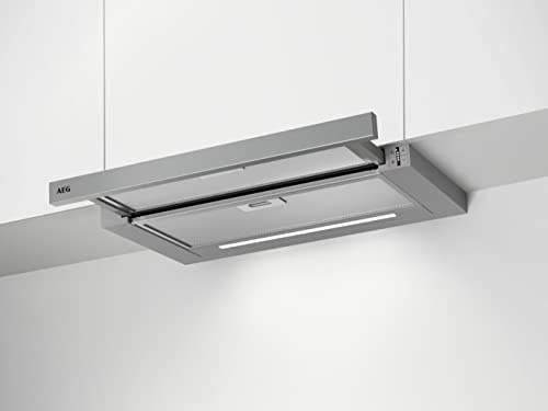 AEG DPS5650AM Flachschirm-Dunstabzugshaube/Abluft oder Umluft / 60cm / Grau/max. 415 m³/h/min. 54 – max. 70 dB(A) / A/SoftTouch Tasten/Grau