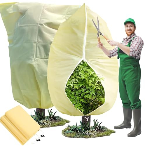 Aolawco 2 StüCk 80g/㎡ Pflanzenschutz Winter, 180x120cm Frostschutz Pflanzen, Pflanzenwindschutz/Pflanzenvogelschutz, Winterschutz füR KüBelpflanzen Pflanzen, DraußEn Palmen Olivenbaum Winterschutz