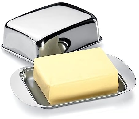 Tescoma Butterdose Edelstahl für 250g Butter GrandCHEF mit handlichen großen Griffen - für die Aufbewahrung eines Butterblocks im Kühlschrank geeignet, spülmaschinenfest