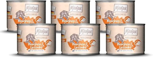 MjAMjAM Wellness Nassfutter für Hunde, Knochen & Gelenke - Rind, 6X 200g | Getreidefreies, naturbelassenes Premium Alleinfuttermittel für spezielle Bedürfnisse von Hunden