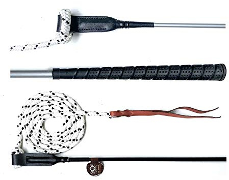 JA Horse JA0035 Kontaktstock mit Seil für Bodenarbeit, Silber Grau, 120 cm | Training 100 / 120 cm, Bodenarbeitstick Reitstick Pferdestick Longiergerte Finesse Stick Carrot Stick Horsemanship