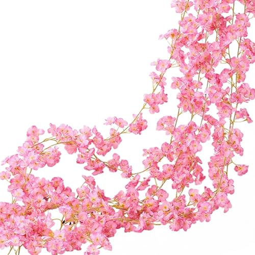 3 Stück Künstliche Kirschblüten Girlande – 5,4m Rosa Blumengirlande für Hochzeit, Party, Frühling & Hausdeko – Hängende Kunstblumen Ranke für Garten, Balkon, Tisch & Fenster Dekoration