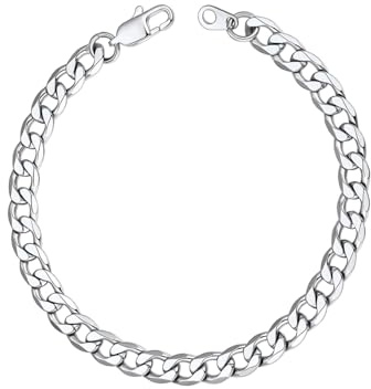 ChainsHouse Herren Kette Edelstahl Panzer Armband 6MM Breit Männer Panzerkette Armbänder 19cm Kubanische Kette Armband Silber Damen Gliederkette Armskette Panzerarmband Armschmuck für Tochter
