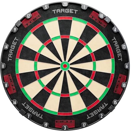 Target Darts Tor Dartscheibe aus Sisal für Steeldarts | Turnier-Dartboard mit Montageset, modernem drehbarem Zahlenring, hochwertigem Sisal aus Madagaskar und dünnem Drahtsystem aus Edelstahl