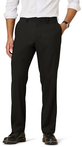 Amazon Essentials Herren Knitterfeste Stretch-Hose, Klassische Passform, Schwarz, 42W / 34L