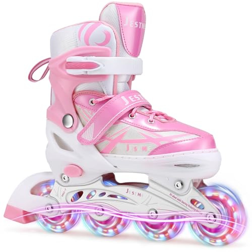 Inline Skates für Kinder Mädchen, Verstellbar Inliner Skates Rollschuhe für Kinder Drinnen Draußen Mädchen Kinder