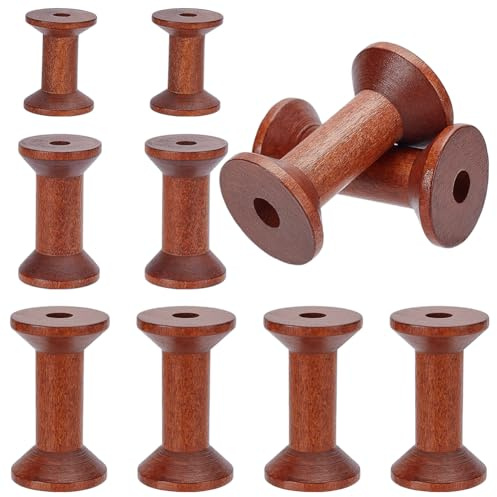WADORN 12 Stück 3 Größen Holzspulen Zum Basteln, 3/5/6cm Leere Nähspulen Aus Holz Drahtwebspulen Antike Spulen Stickgarnspule Für Nähmaschinen Kettenwicklung