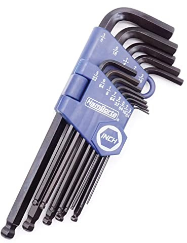HemBorta Innensechskantschlüssel Set 13-tlg, 3/64-3/8in Zoll | Gehärteter Chrom-Vanadium-Stahl, SAE Zollgrößen, 25 Grad Zugang für enge Stellen, beschrifteter Halter