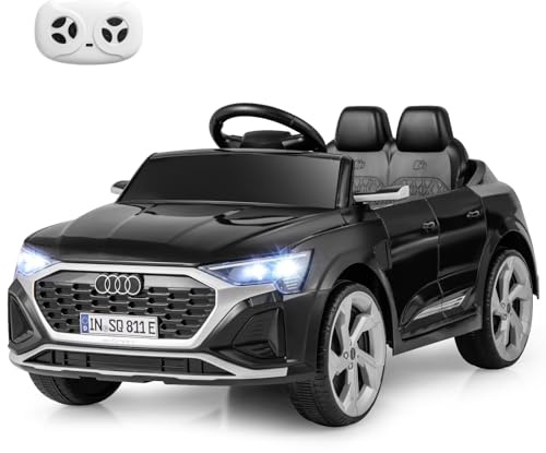 COSTWAY Kinder Elektroauto Audi SQ8, 12V Elektrofahrzeug mit 2,4G Fernbedienung & Hupe & Scheinwerfer & Musik, 3-Gang Kinderauto Elektrisch, Elektroauto für Kinder ab 3 Jahren (Schwarz)