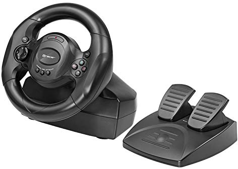 Tracer Rayder 4 in 1 Lenkrad Kompatibel mit PC/PS3/PS 4/Xone 2-Pedalset Gas Bremspedale 180-Grad-Rotationswinkel Racing Wheel