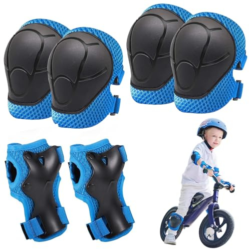 HXSYKJDM Knieschoner Schoner Set Kinder, 6 in1 Kinder Schutzausrüstung Set | Inliner Schützer für 3-7 Jahre Kinder, Ellenbogenschoner Handgelenkschützern für Skaten Skateboard Roller