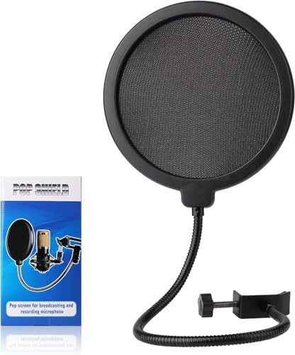 Professioneller Mikrofon-Pop-Filter-Schutz, Mikrofon-Windschutz-Schild mit Blue Yeti und jedem anderen Mikrofon kompatibel, doppellagiger Wind-Pop-Schutz mit flexiblem 360
