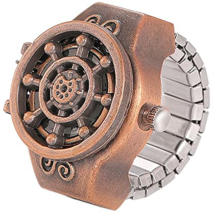 JewelryWe Herren Damen Ringuhr Fingeruhr Analog Quarz Uhr Elastisch Ruder Ring Band Edelstahl Uhr Uhrenring Silber Gold Rosegold
