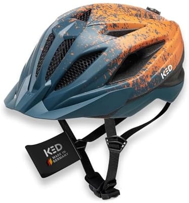Street Jr Pro Kinder- und Jugend-Fahrradhelm mit LED Rücklicht, 300g, Made in Germany, Maxshell-Technologie, K-FIT Anpassung, Arcadia Green orange matt, 49-55 (S)